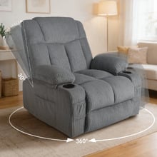 Hannah Corduroy Heated Massage Swivel Recliner Chair